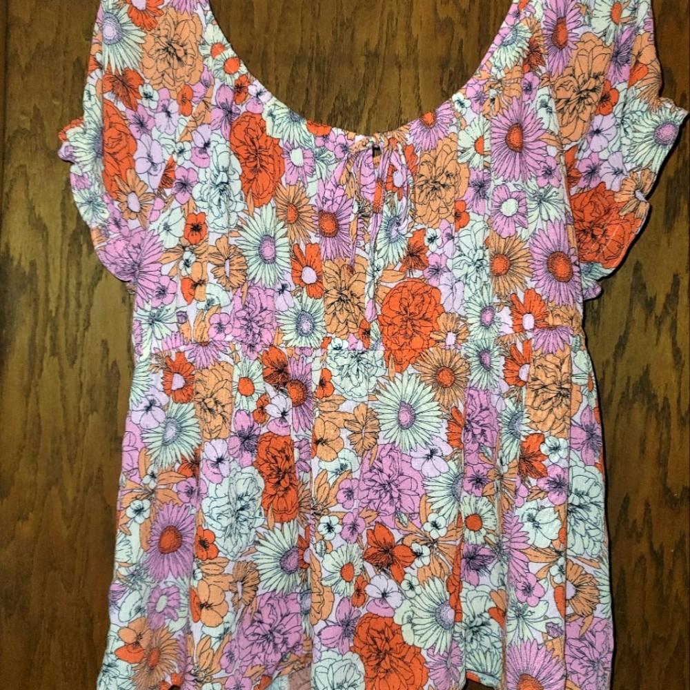 Torrid Floral Peasant Top Size 3